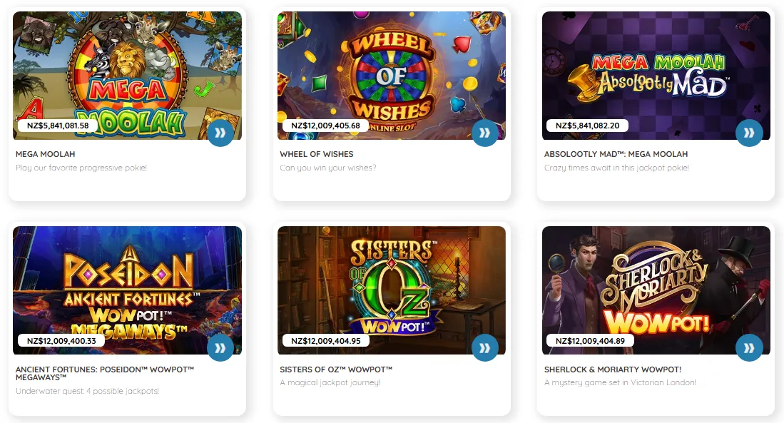 Progressive jackpot slots at Royal Vegas Casino New Zealand